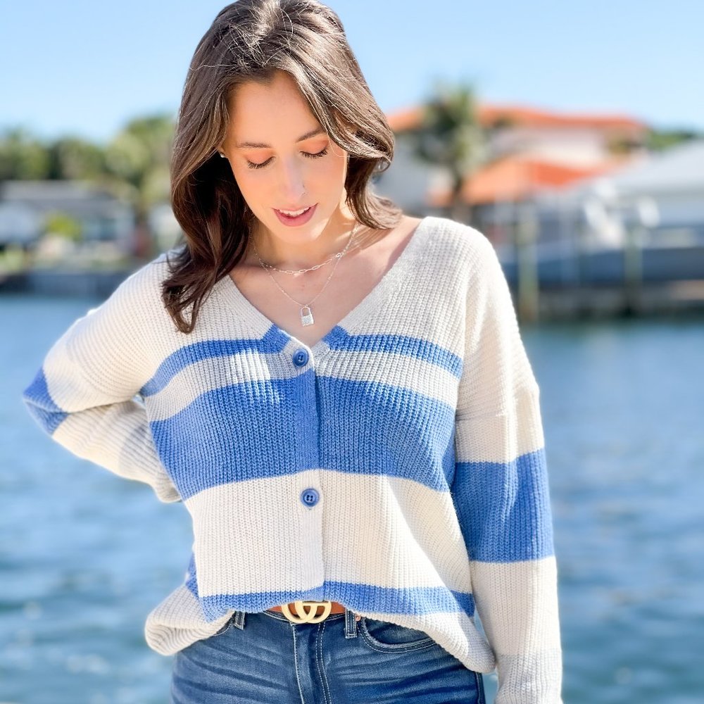 Striped V- Neck Sweater